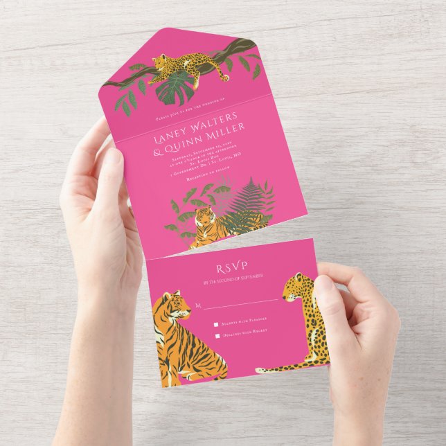 Convite de Casamento Tudo em Um Wild Safari Big Ca (Aba destacável)