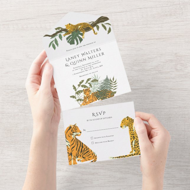Convite de Casamento Tudo em Um Wild Safari Big Ca (Aba destacável)