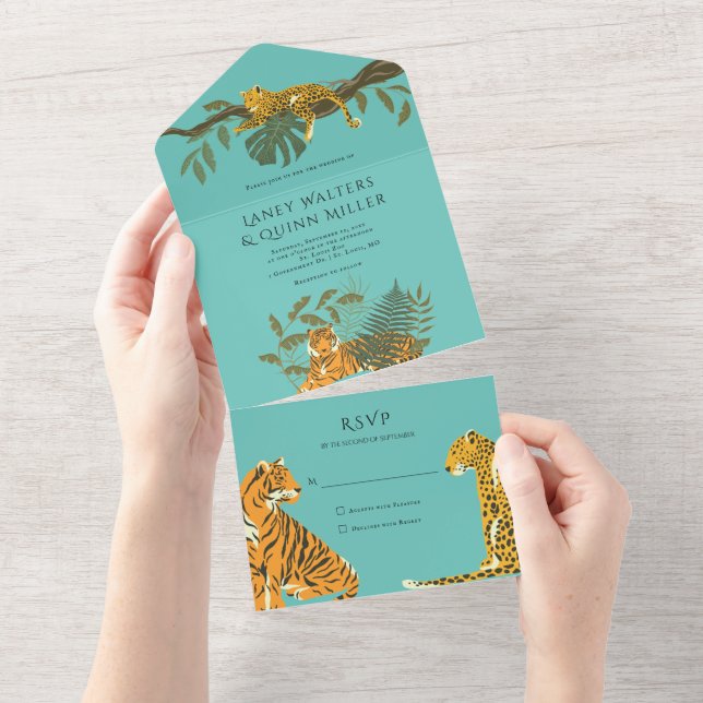 Convite de Casamento Tudo em Um Wild Safari Big Ca (Aba destacável)