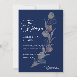 Convite de Casamento Tulipa Azul Elegante