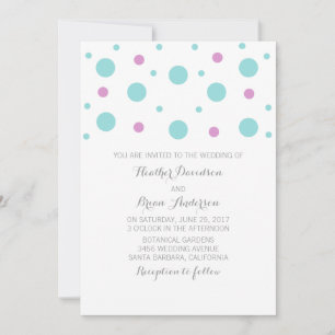Convite de casamento Turquoise Fuchsia Confetti