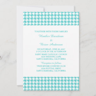 Convite de casamento Turquoise Houndstooth