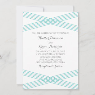 Convite de casamento Turquoise Modern Deco