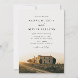Convite de Casamento Tuscano em Serif Script Terra