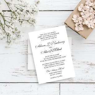 Convite de Casamento Two Hearts Elegant Script