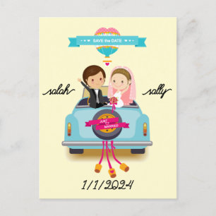 convite de casamento um retrato de casal caricatur