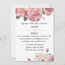 Convite de Casamento Único com Rosas Vermelhas e B