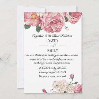 Convite de Casamento Único com Rosas Vermelhas e B