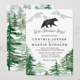 Convite de Casamento Urso de Árvore Rústica