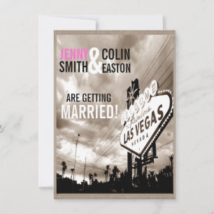 Convite de Casamento Vegas Moderno Vintage Sépia