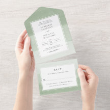 Convite de Casamento Verde Aquarela Tudo em Um
