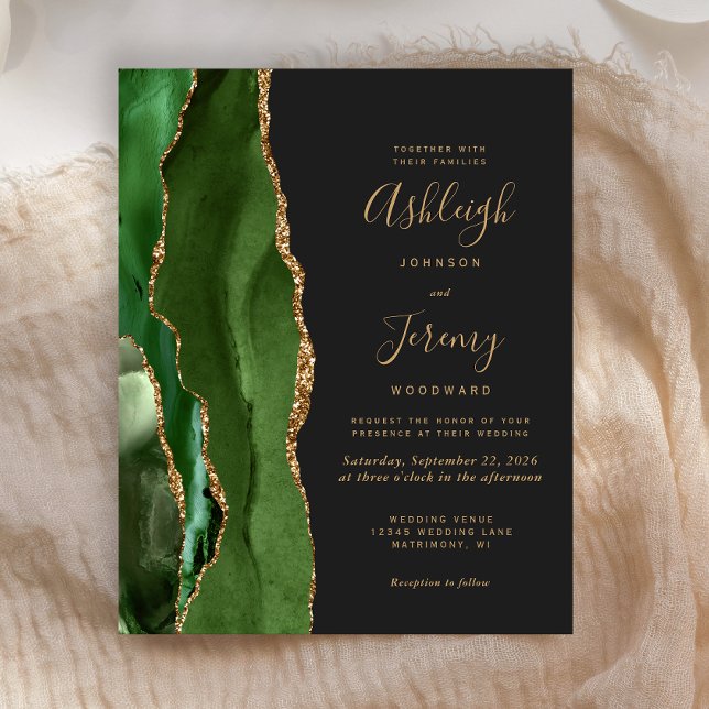 Convite de Casamento Verde Caçador com Ágata e Dou (Criador carregado)