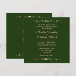 Convite de Casamento Verde Caçador e Dourado