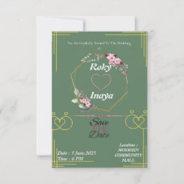 Convite de Casamento Verde Claro Elegante
