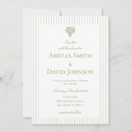Convite de Casamento Verde com Listras Minimalista