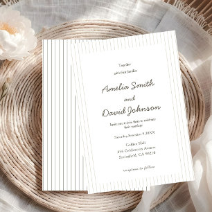 Convite de Casamento Verde com Listras Minimalista