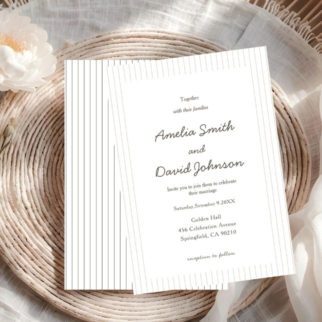 Convite de Casamento Verde com Listras Minimalista (Criador carregado)