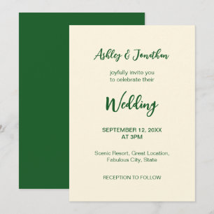 Convite de Casamento Verde Creme de Marfim