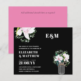 CONVITE DE CASAMENTO Verde de Magnolias Rosa Flora