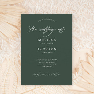 Convite de Casamento Verde de Sage com script mini