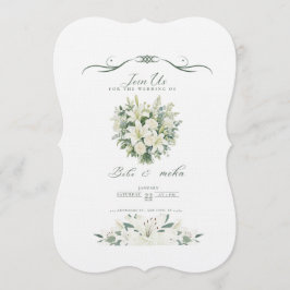Convite de casamento verde elegante