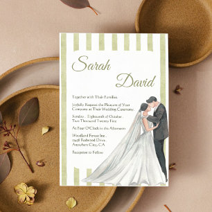 Convite de casamento verde elegante com Casal