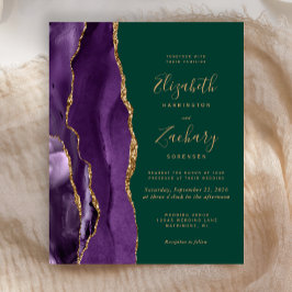 Convite de casamento Verde Emerald de Agate Roxo d