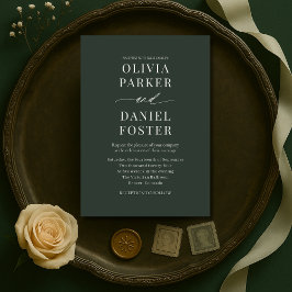 Convite de Casamento Verde Escuro Minimalista Somb