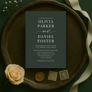 Convite de Casamento Verde Escuro Minimalista Somb