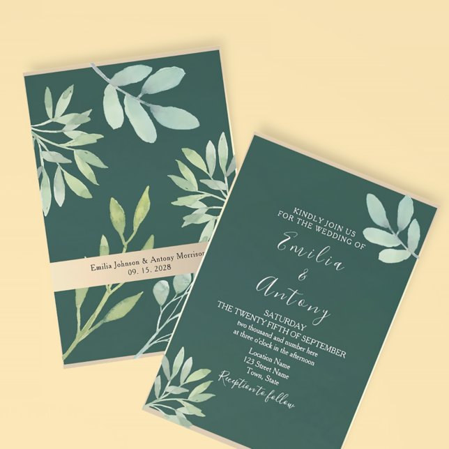 Convite de Casamento Verde Esmeralda (Criador carregado)