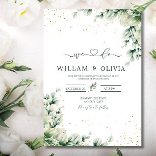 Convite de Casamento Verde Eucalipto Floral Casame