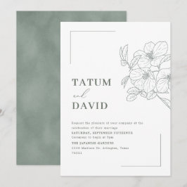 Convite de Casamento Verde Floral Linha Moderna