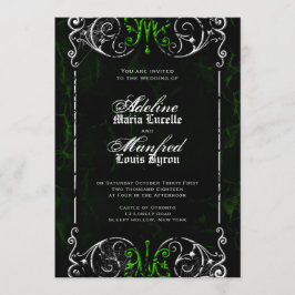 Convite de casamento Verde Gótico Vitoriano Spooky