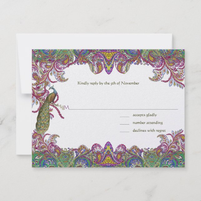 Convite de Casamento Verde Lima e Damasco de Framb (Frente)