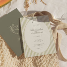 Convite de Casamento Verde Listra Caprichosa