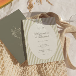 Convite de Casamento Verde Listra Caprichosa