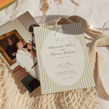 Convite de Casamento Verde Listra Caprichoso