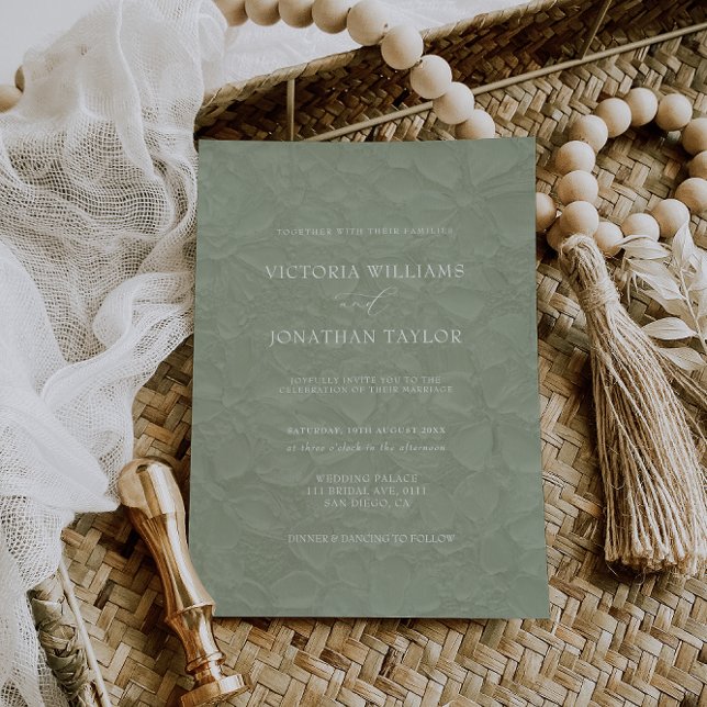 Convite de Casamento Verde Minimalista Moderno (Criador carregado)