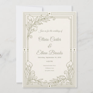 Convite de Casamento Verde Neutro Saga da Oliveira