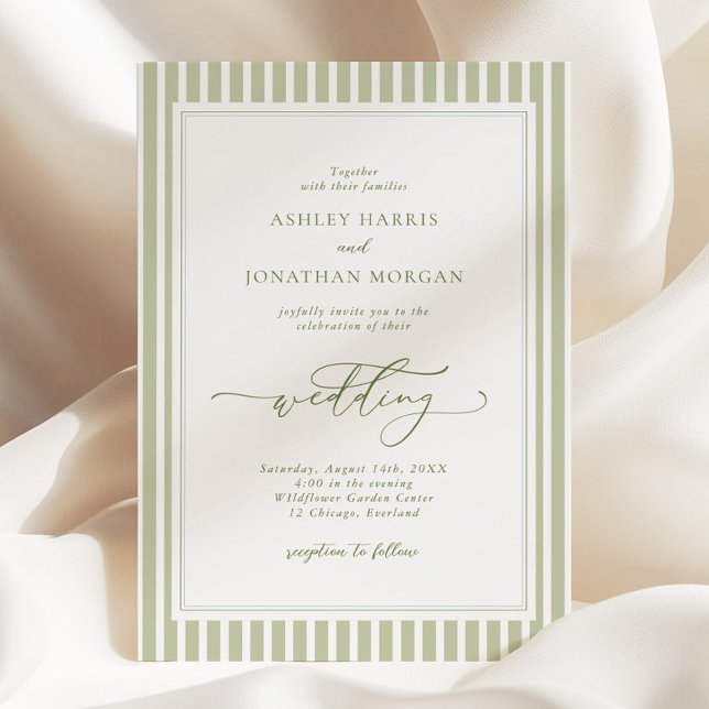 Convite de Casamento Verde Oliva Elegante (Criador carregado)