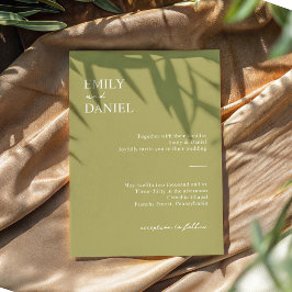 Convite de Casamento Verde Oliva Minimalista