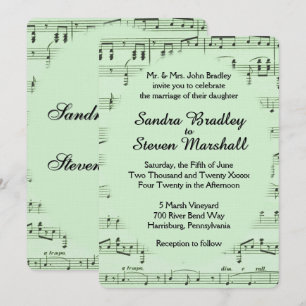 Convite de Casamento Verde Partitura
