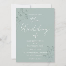 Convite de Casamento Verde Romântico com Folhagens