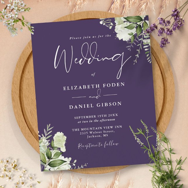 Convite de Casamento Verde Roxo Orçamento (Criador carregado)