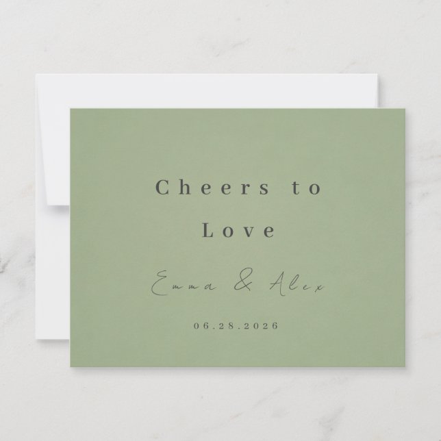 Convite de Casamento Verde Sage (Frente)