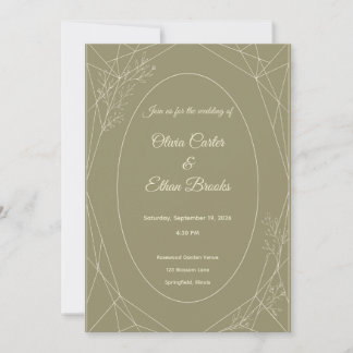 Convite de Casamento Verde Sage Minimalista