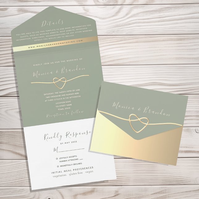 Convite de Casamento Verde Sage Minimalista (Criador carregado)