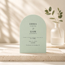 Convite de Casamento Verde Sage Minimalista Elegan