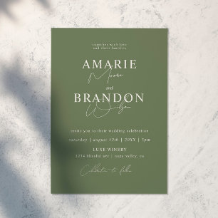 Convite de Casamento Verde Sage Moderno e Minimali