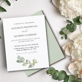 Convite de Casamento Verde Sálvia Eucalipto Econôm